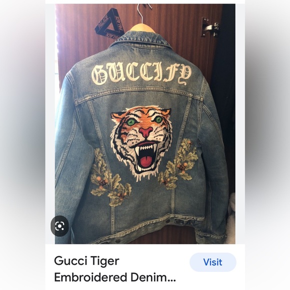 EMBROIDERED DENIM JACKET WITH TIGER BEES ROSES - Picture 3 of 14